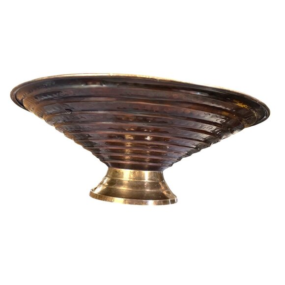 Vtg Remco Brass Hammered Bronze Pedestal Fruit Bowl Made in India - Picture 5 of 9